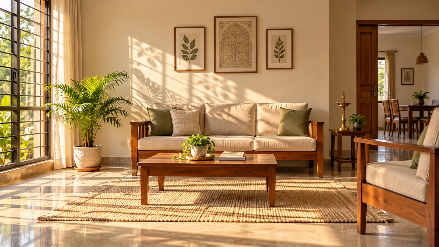 A sunlit living room after treatment