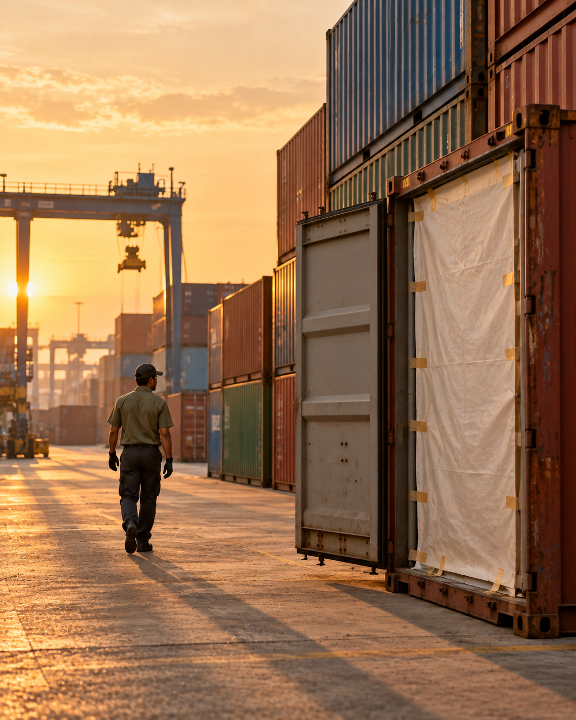 Container yard prepared for fumigation